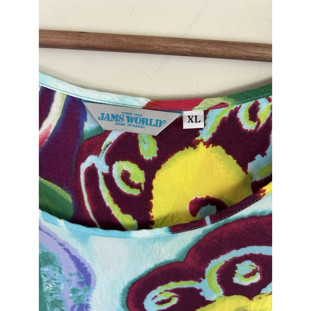 Jams World Flower Field Top XL 100% Rayon Made in Hawaii Abstract Floral - Picture 3 of 10